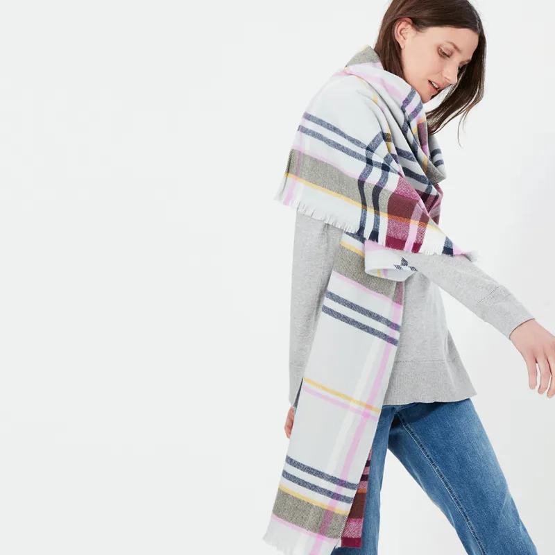 Joules Bridey Grey Marl Check Scarf