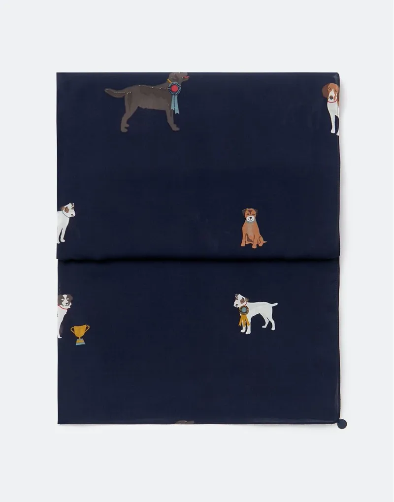 Joules Conway Lightweight Printed Navy Dogs Scarf-3