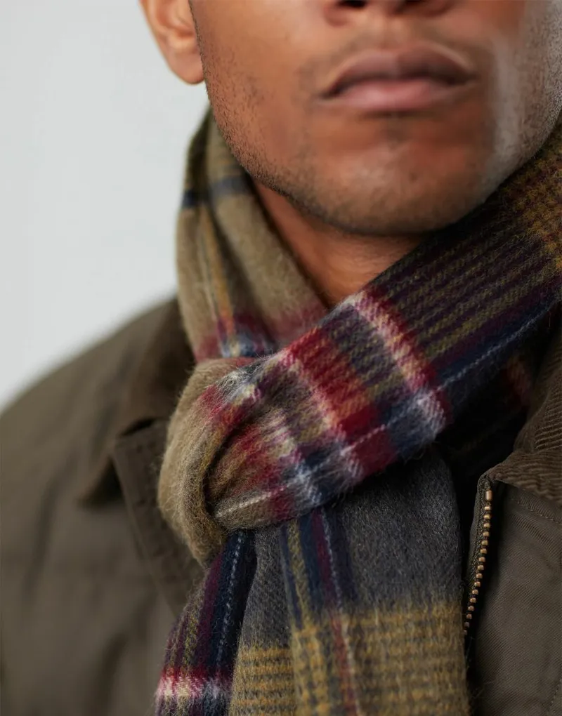 Joules Tytherton Gentlemans Green Check Scarf-2