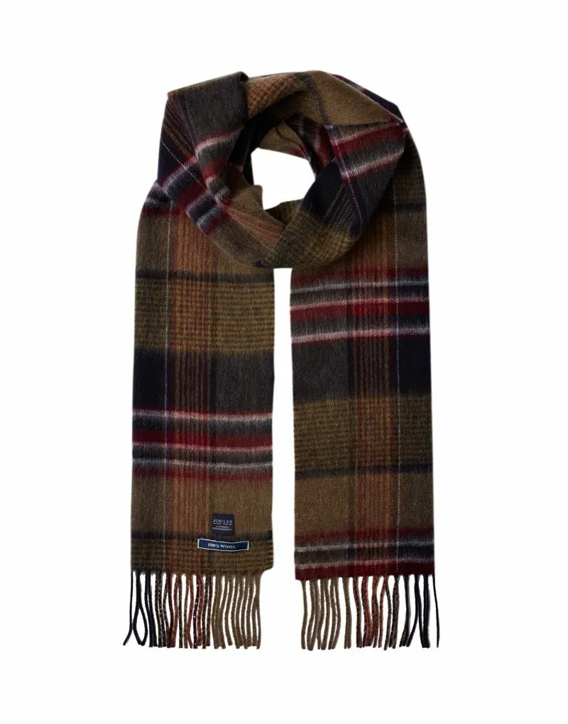 Joules Tytherton Gentlemans Green Check Scarf-1