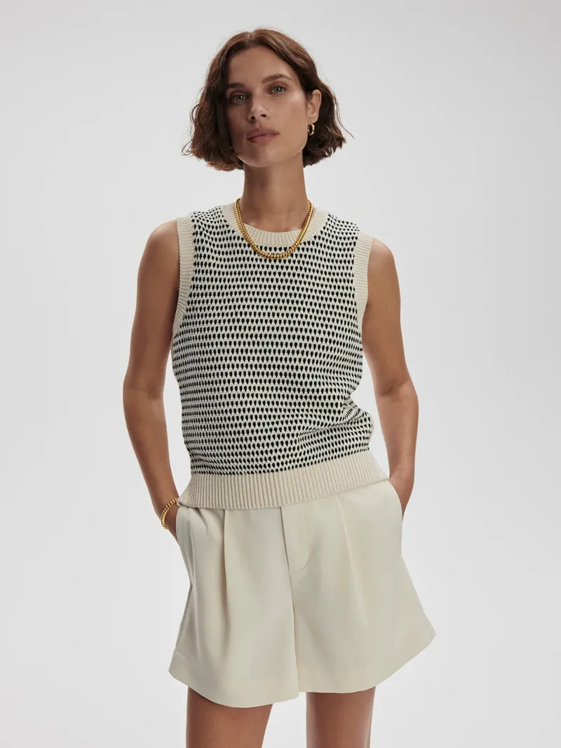 Varley Knowles Textured Knit Vest - Birch Multi Stitch