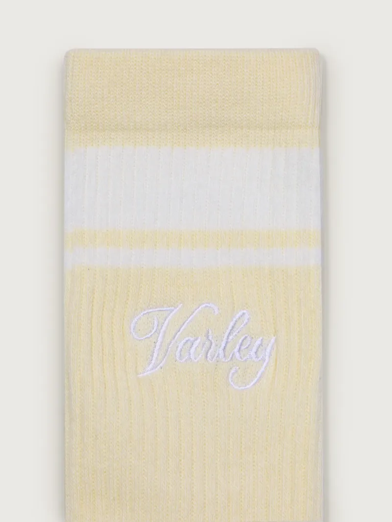 Varley Lamar Club Stripe Sock - Reed Yellow / Egret-1