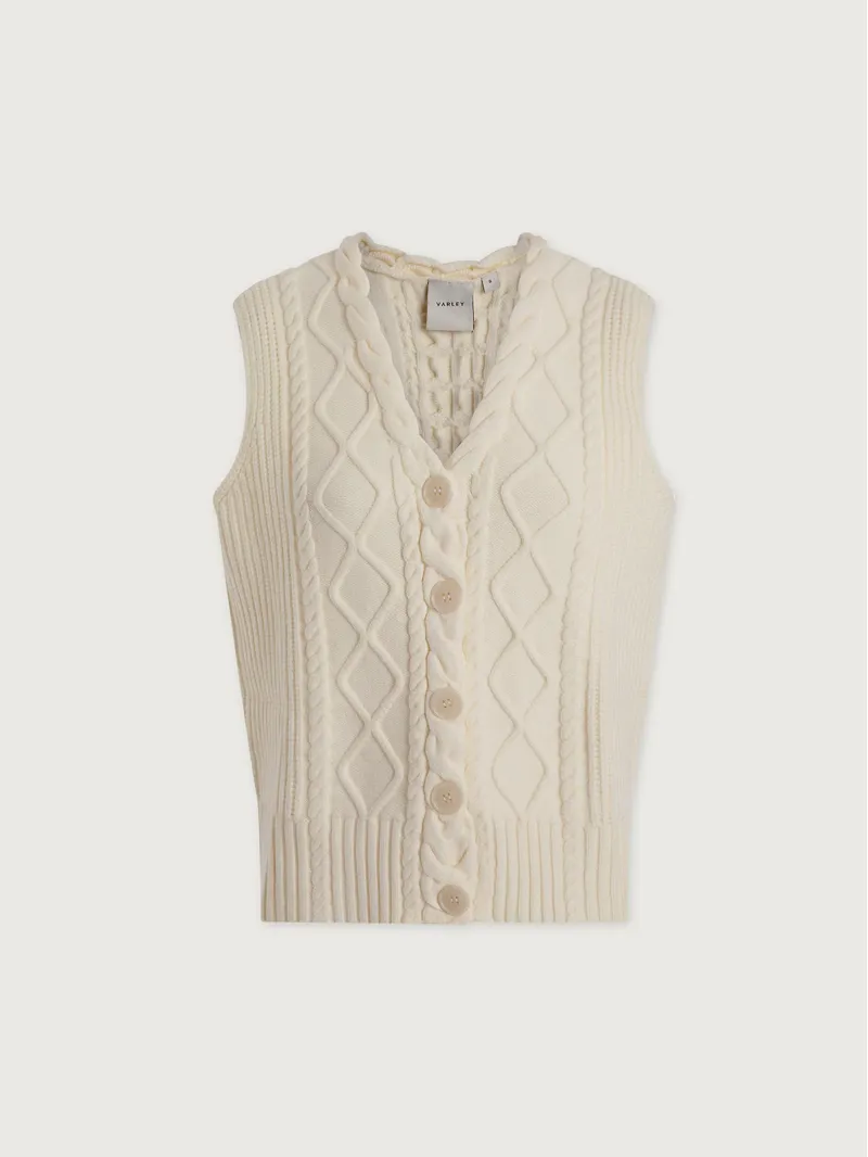 Varley Tatyana Cable Knit Vest - Egret-5