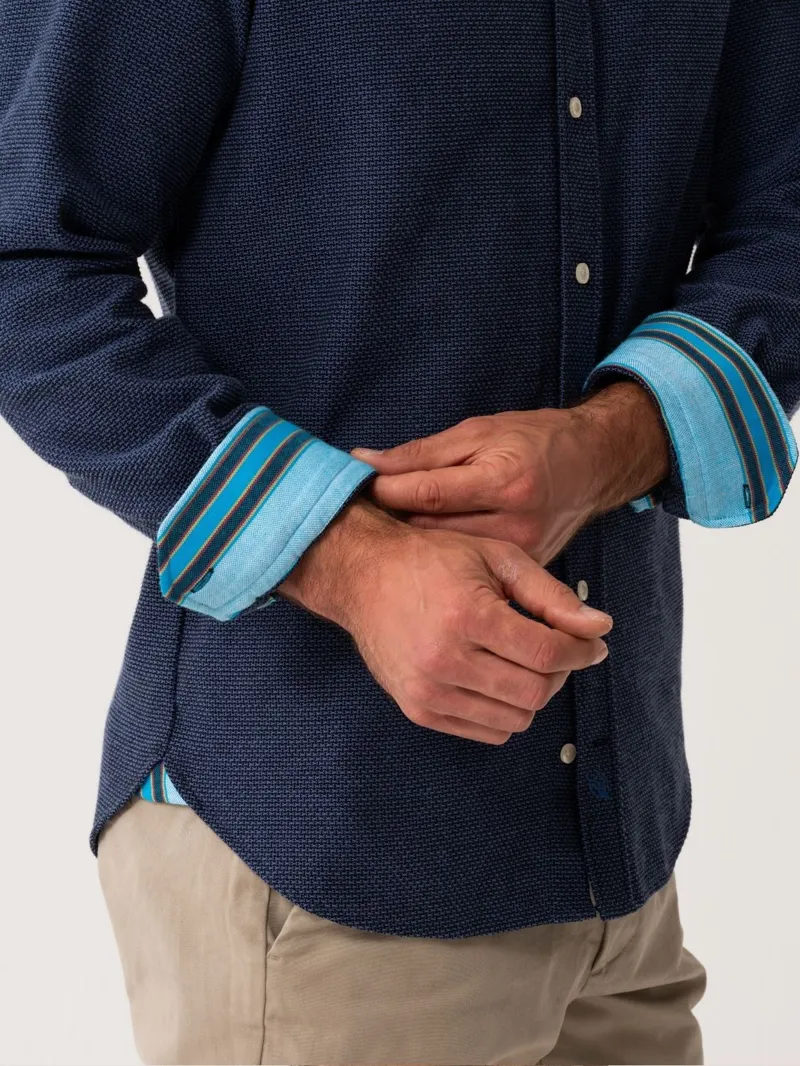 KOY Kikapu Shirt  Navy Basketweave Knit-3