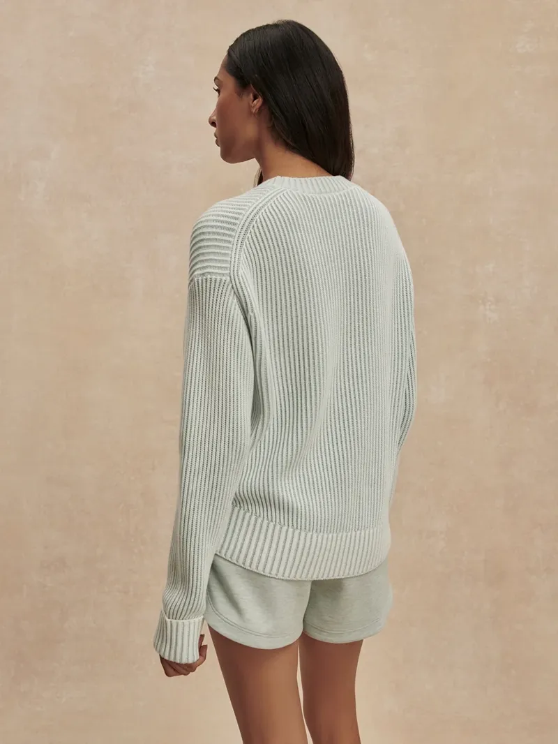 Varley Seymour Knit Sweater - Blue Haze/Snow White-4