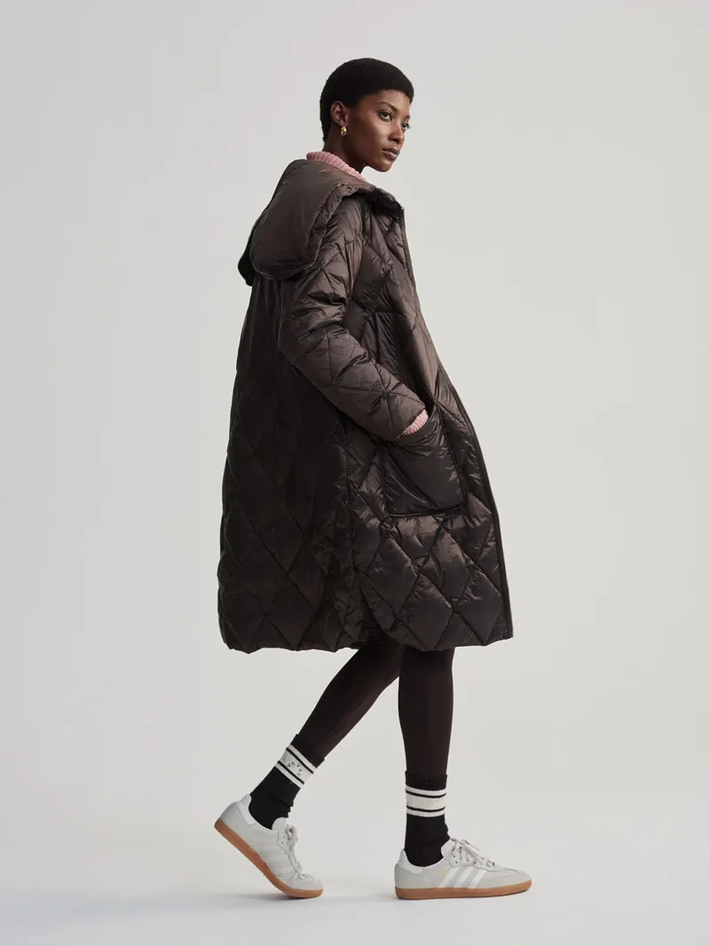 Varley  Frisco Long Quilt Coat - Coffee Quartz Metallic-3