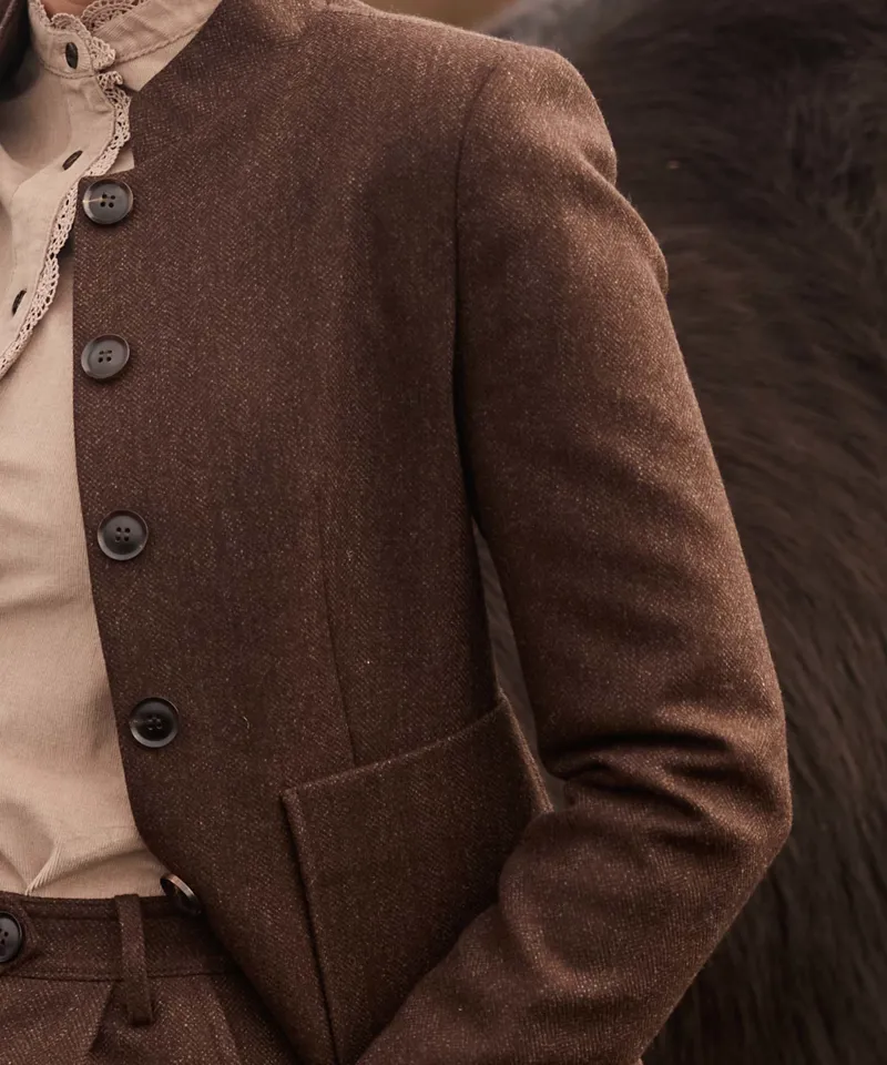 Schoffel St Abbs Tweed Blazer - Chocolate Herringbone Tweed-2