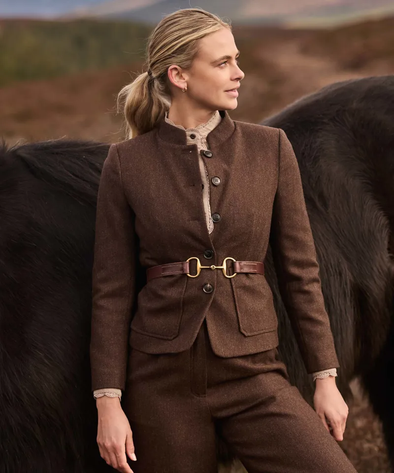 Schoffel St Abbs Tweed Blazer - Chocolate Herringbone Tweed-3