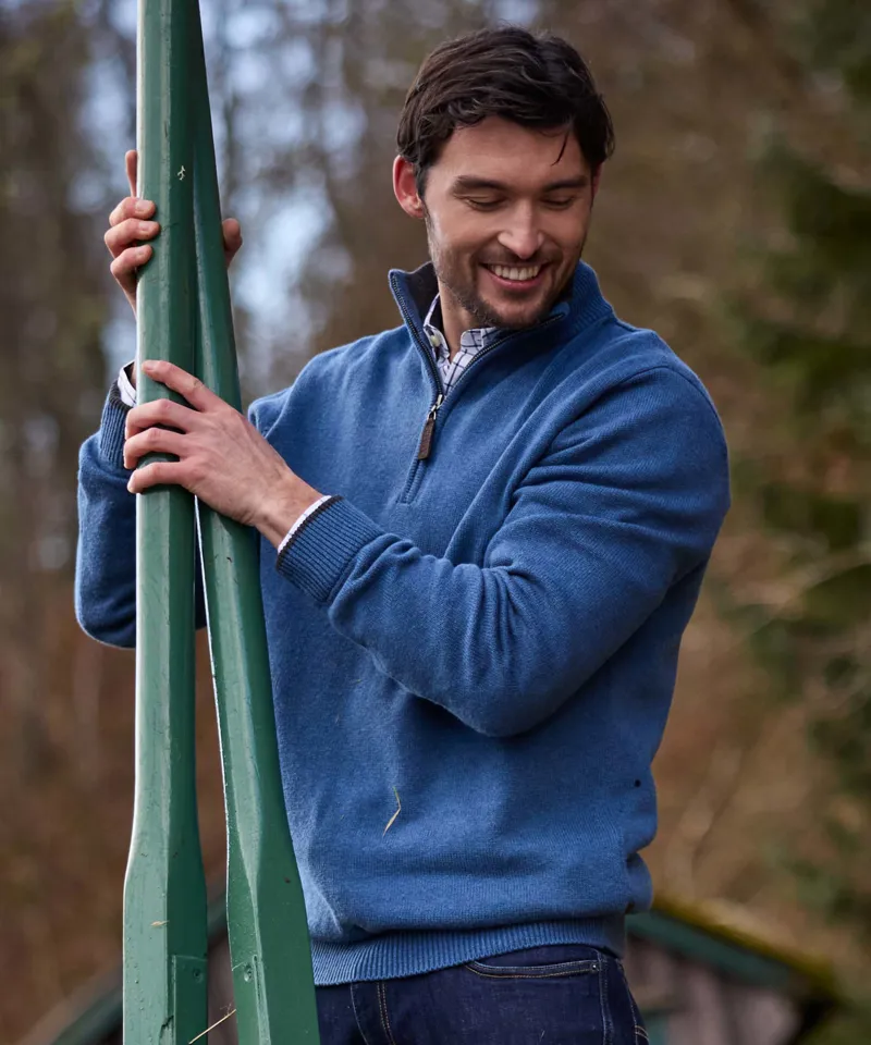 Schoffel Castlebay 1/4 Zip Jumper - Force Blue-1