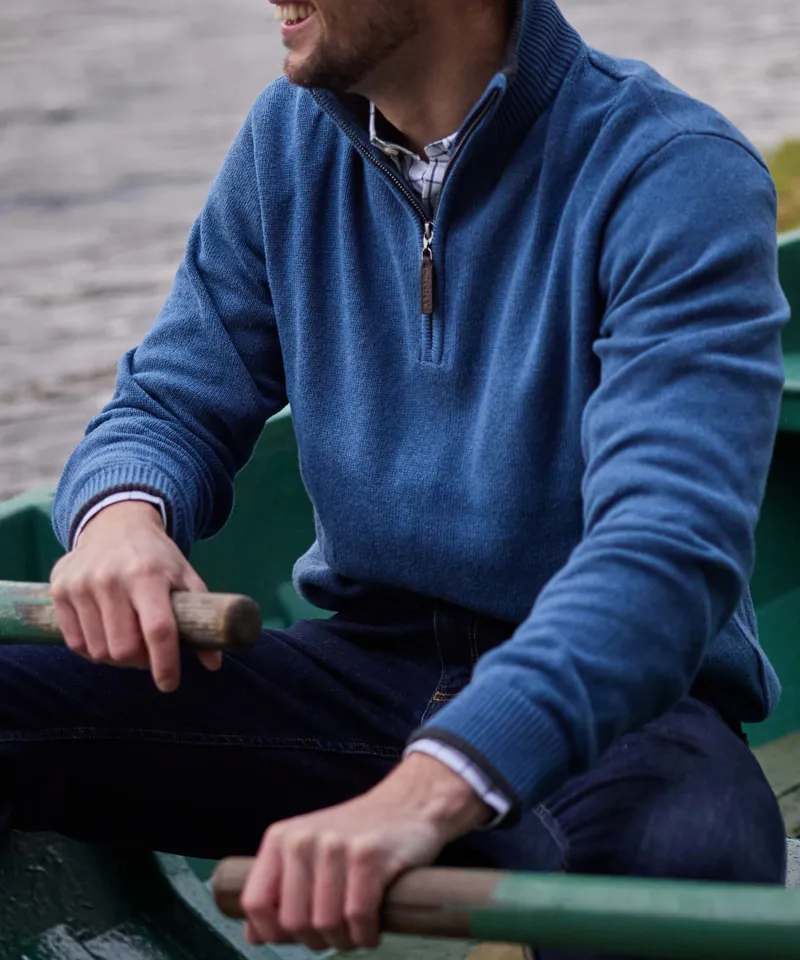 Schoffel Castlebay 1/4 Zip Jumper - Force Blue-2