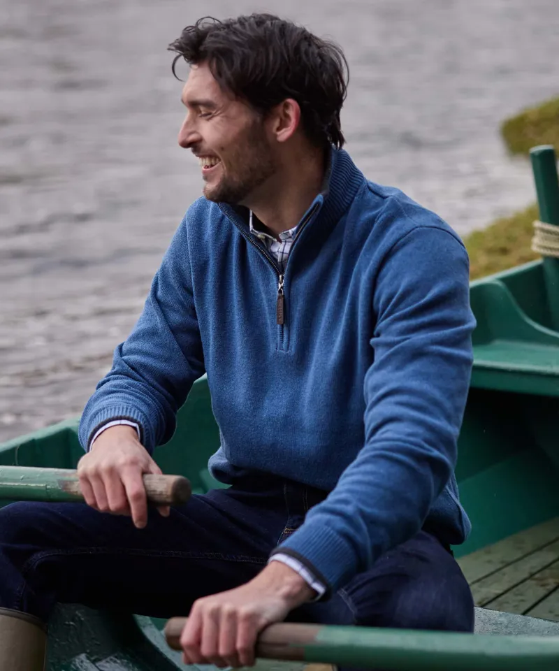 Schoffel Castlebay 1/4 Zip Jumper - Force Blue-3