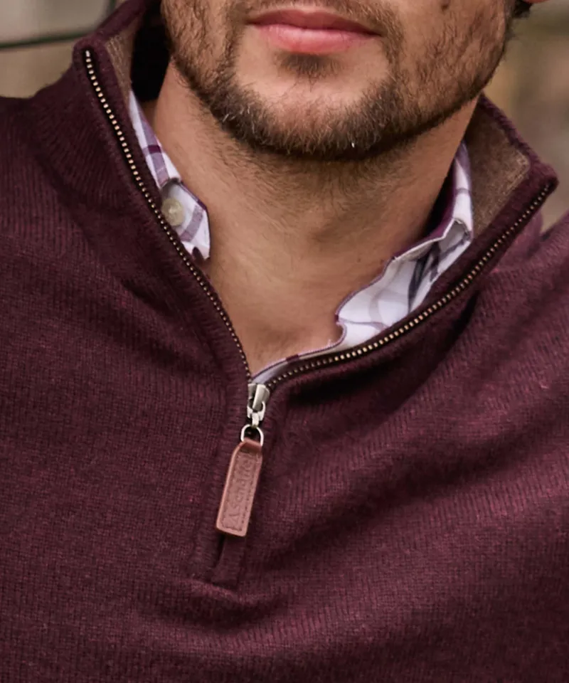 Schoffel Lewis Lambswool Quarter Zip Jumper - Port-1