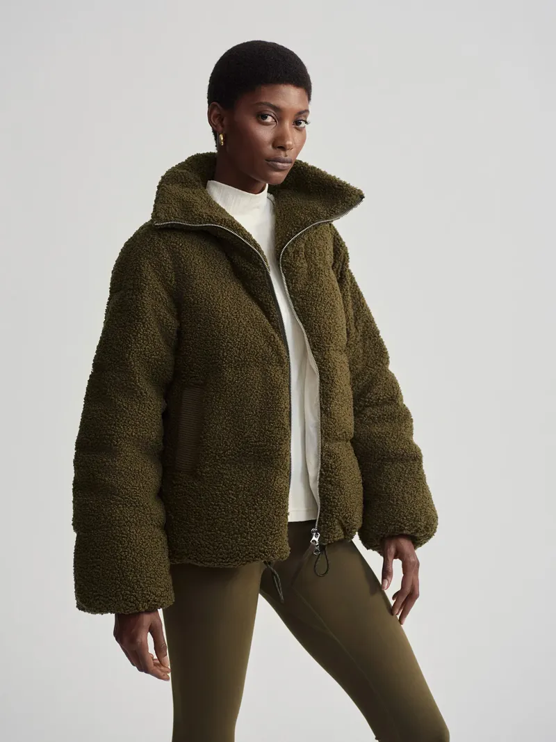 Varley Wilkins Sherpa Puffer Jacket - Dark Olive-4