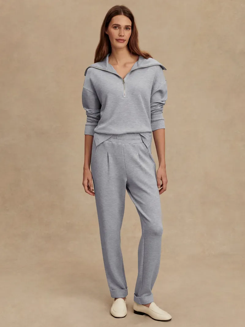 Varley Larson Half Zip Sweat - Mid Blue Marl-2