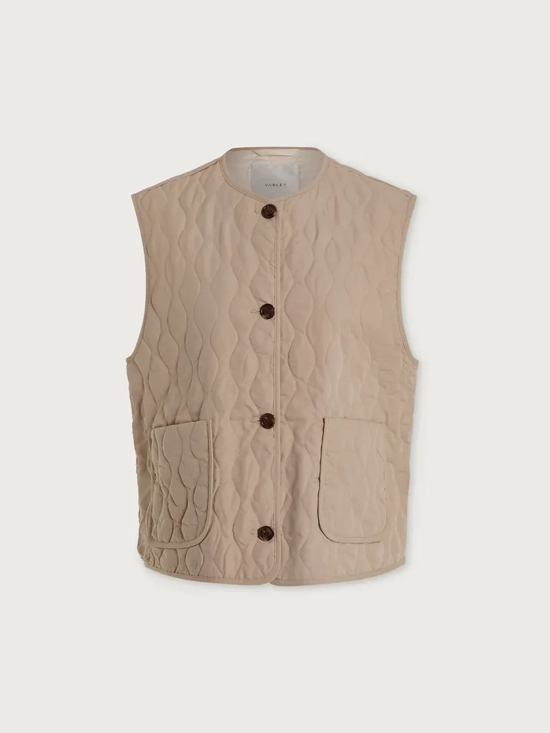 Varley Karla Quilted Gilet - Light Taupe-5