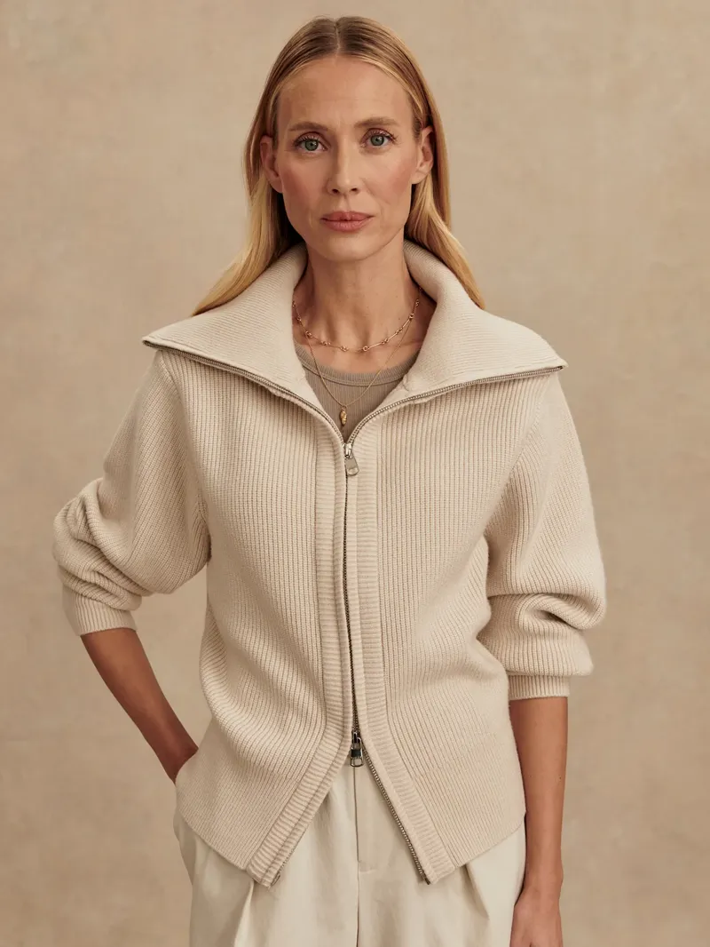 Varley Enrico Knit Jacket - Silver Birch
