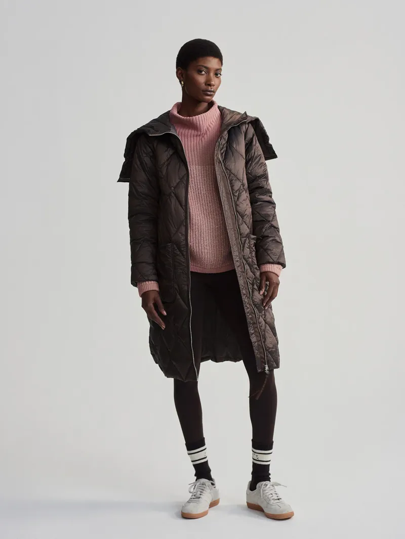 Varley  Frisco Long Quilt Coat - Coffee Quartz Metallic-4