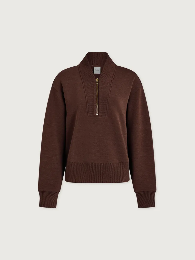 Varley Sally Half-Zip Sweat - Coffee Bean Marl-2