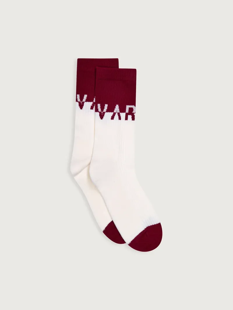 Varley Stellar Colourblock Sock - Egret/Red Dahlia