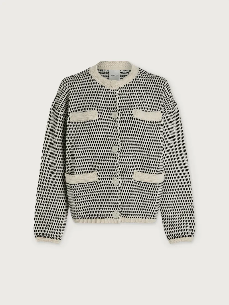 Varley Tidewell Textured Knit Jacket - Birch Multi Stitch-2