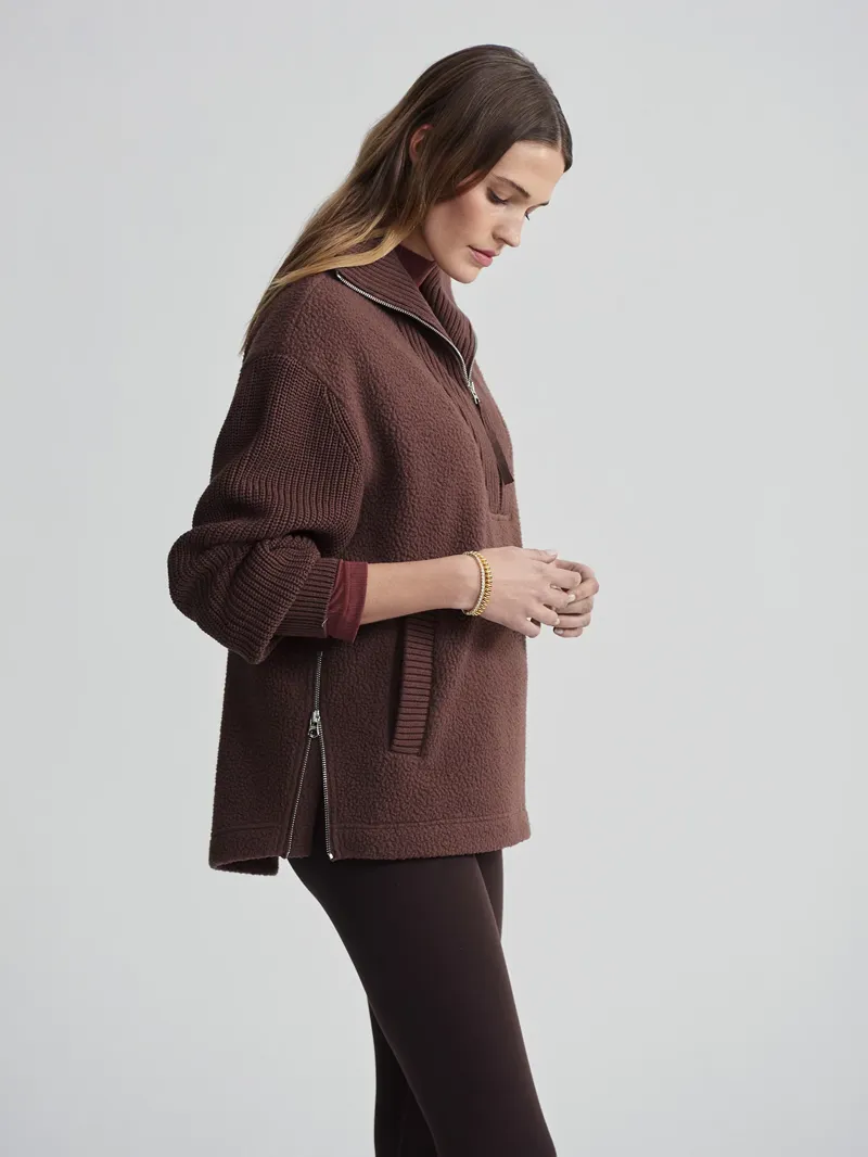 Varley Theresa Half Zip Fleece Combo - Chestnut-2