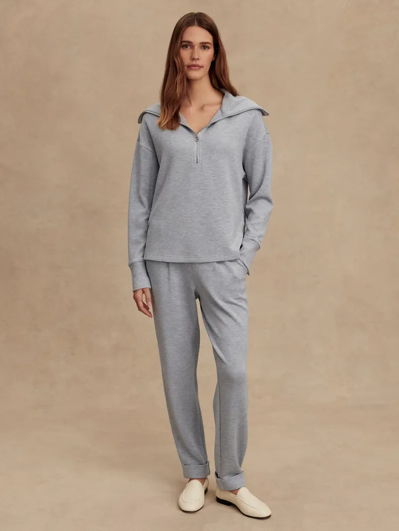 Varley Larson Half Zip Sweat - Mid Blue Marl-4