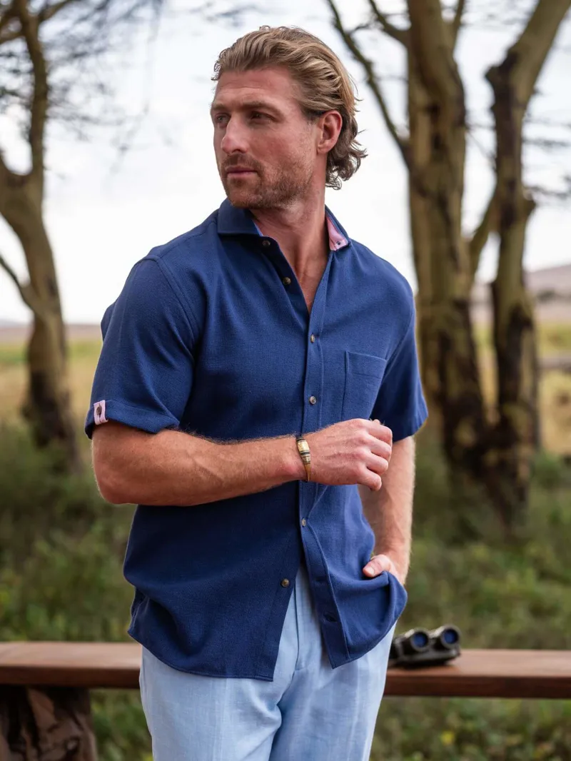 KOY Air Weave Short Sleeve Shirt - Navy