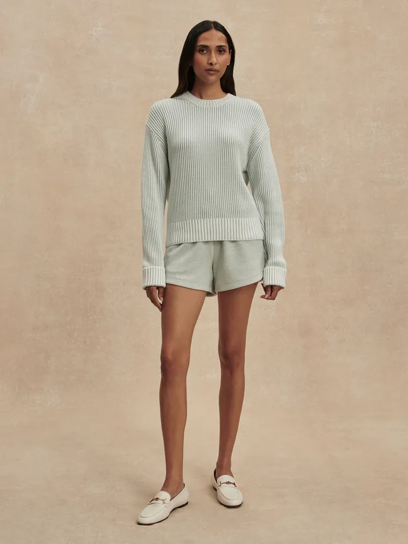 Varley Seymour Knit Sweater - Blue Haze/Snow White-3