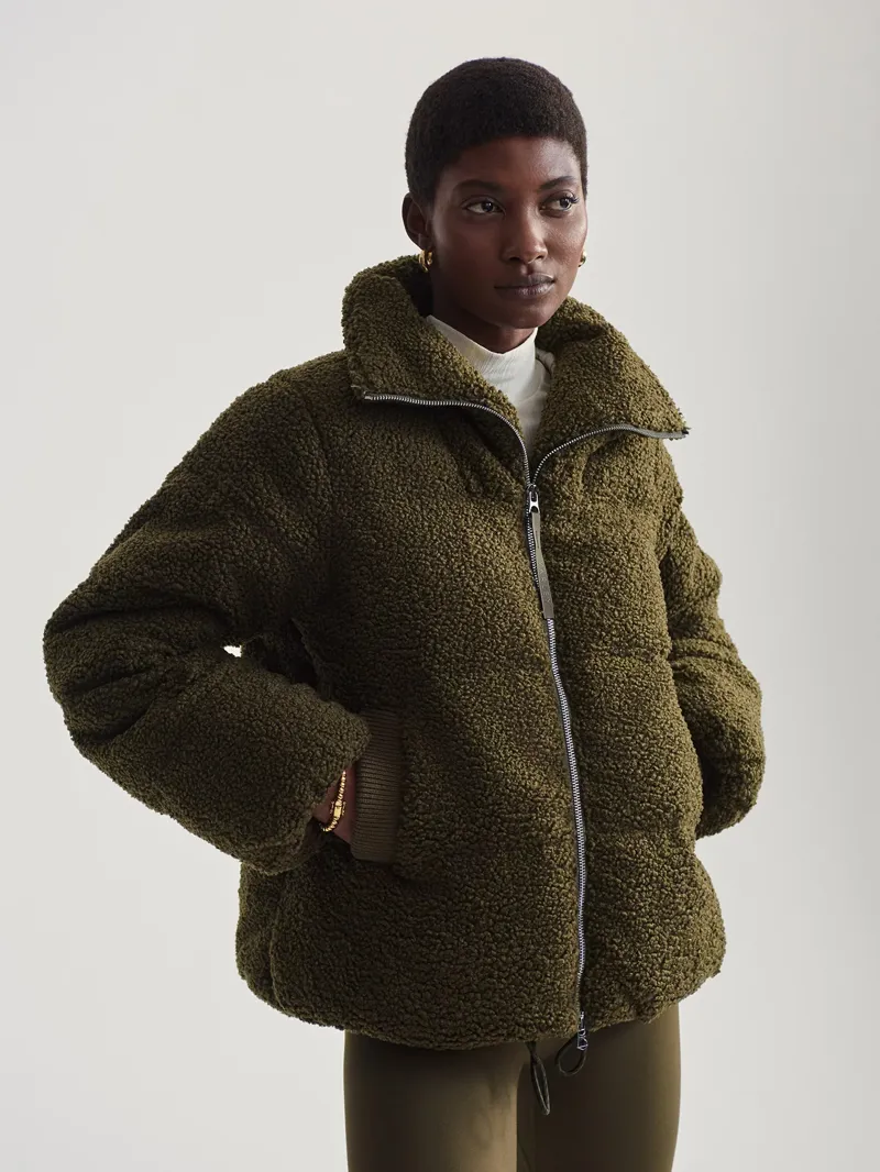 Varley Wilkins Sherpa Puffer Jacket - Dark Olive