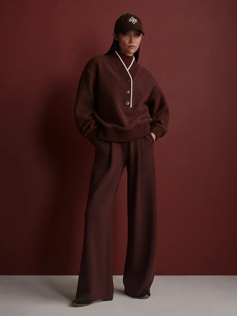 Varley Brenna Button-Neck Fleece - Mahogany-1