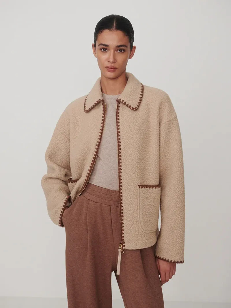 Varley Ruiko Zip-Through Fleece - Light Taupe-2