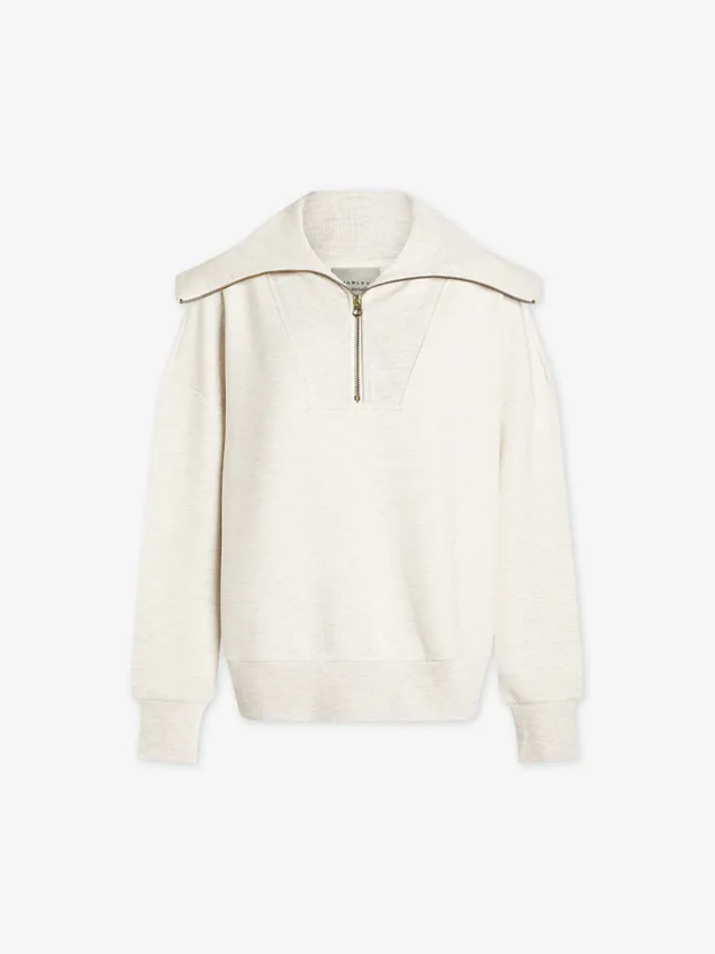 Varley Catherine Half Zip Sweat - Ivory Marl-3