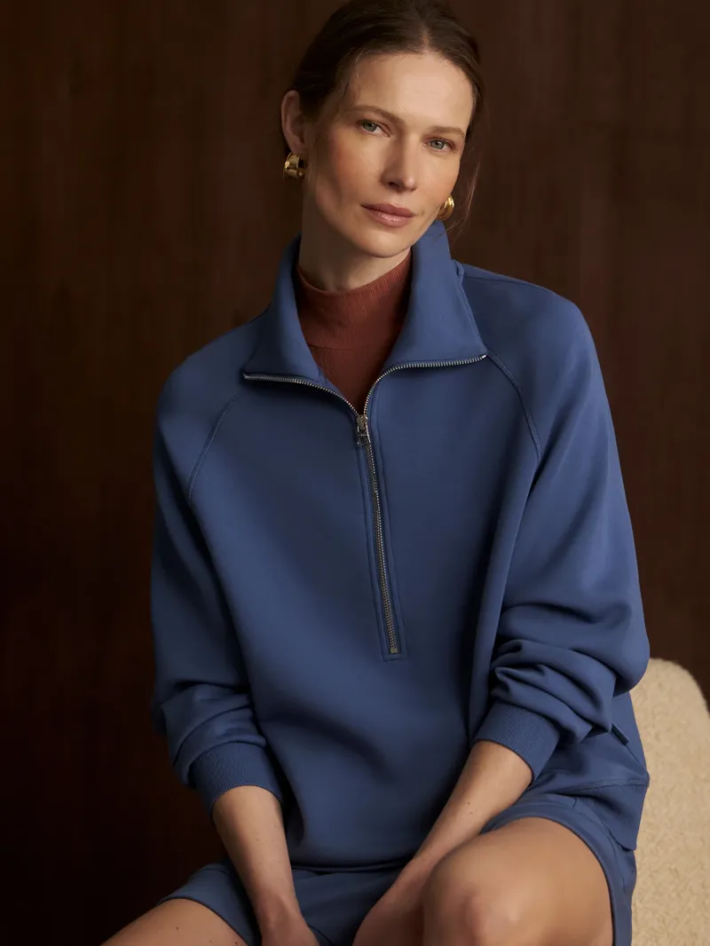 Varley Selene Half Zip Sweat - Bijou Blue