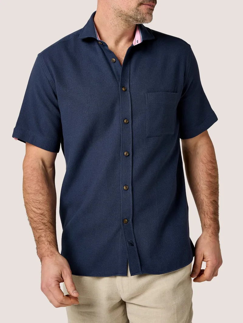 KOY Air Weave Short Sleeve Shirt - Navy-2