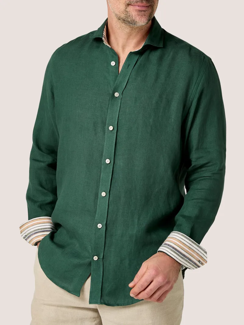 KOY Linen Shirt - Forest Green-7