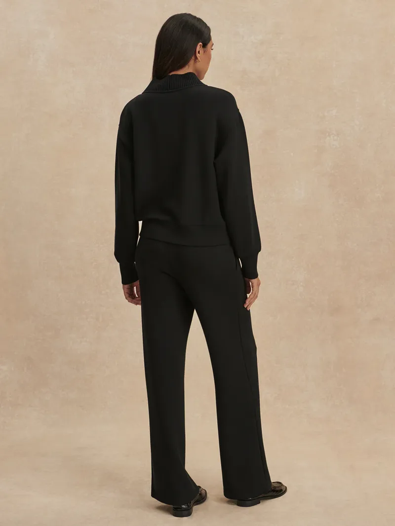 Varley Lucine Button Front Sweat - Black-1