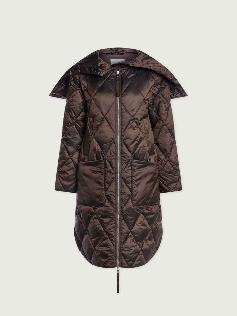 Varley  Frisco Long Quilt Coat - Coffee Quartz Metallic-7