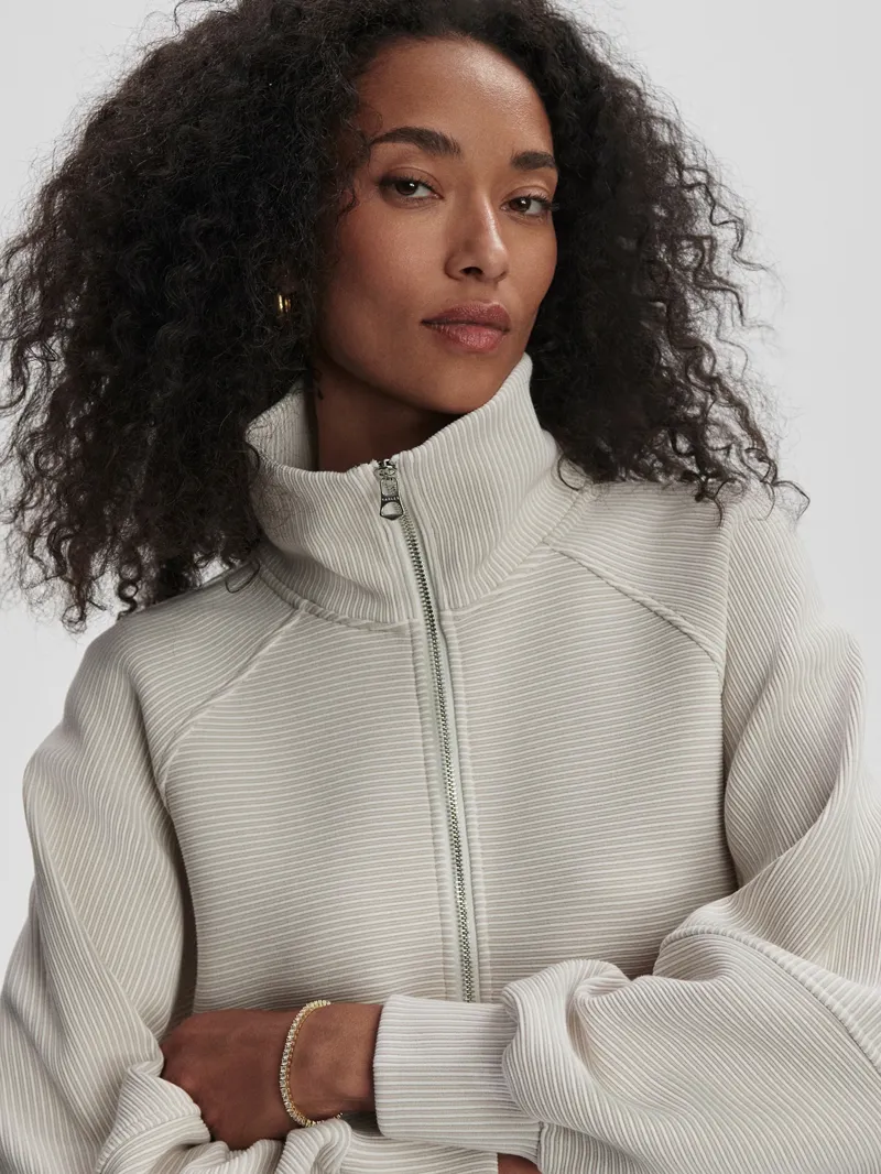 Varley Milano 2.0 Half-Zip Sweat - Silver Grey/ Snow White