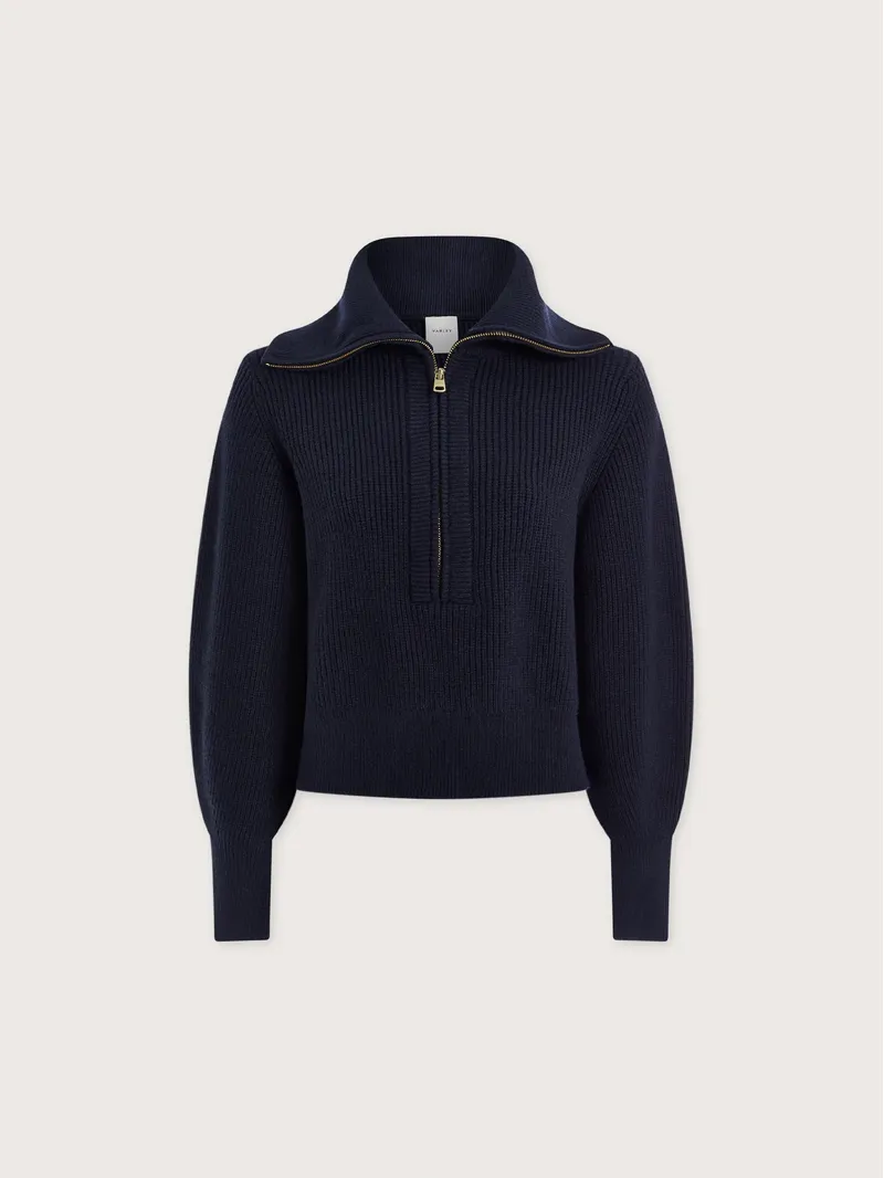 Varley Maura Half-Zip Rib Knit - Navy-4