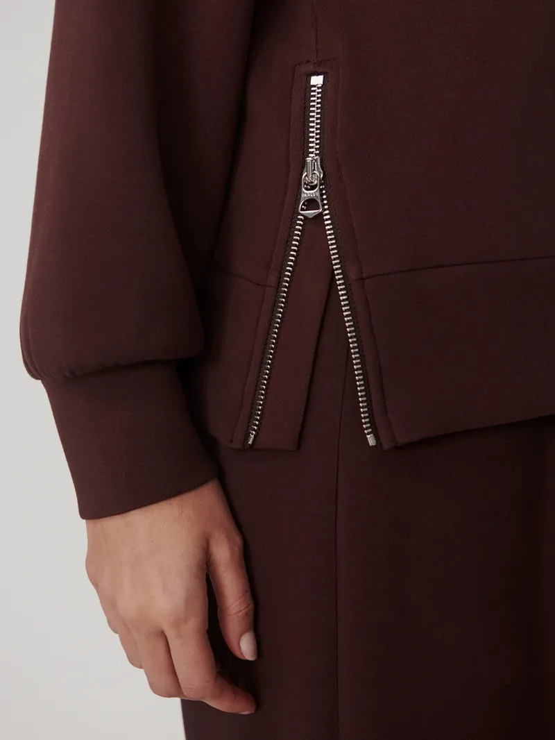 Varley Novi Longline Mock Neck Sweater - Deep Mahogany-2
