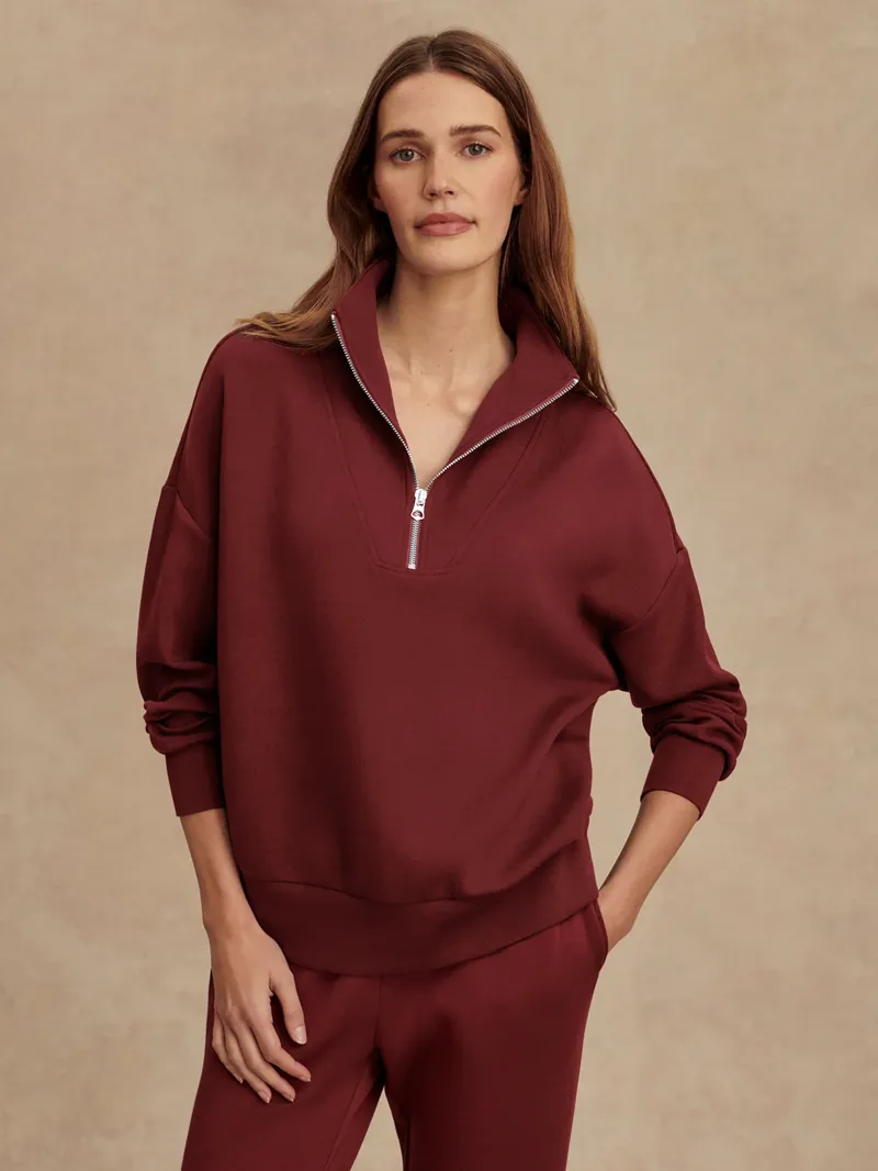 Varley Hawley Half-Zip Sweat - New Maroon-1