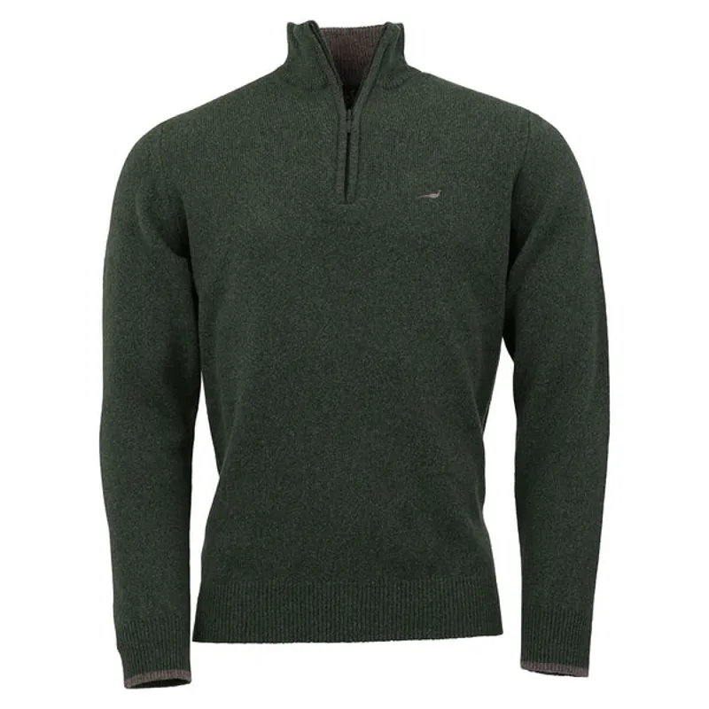 Laksen Brompton Zip Neck Lambswool Jumper - Loden