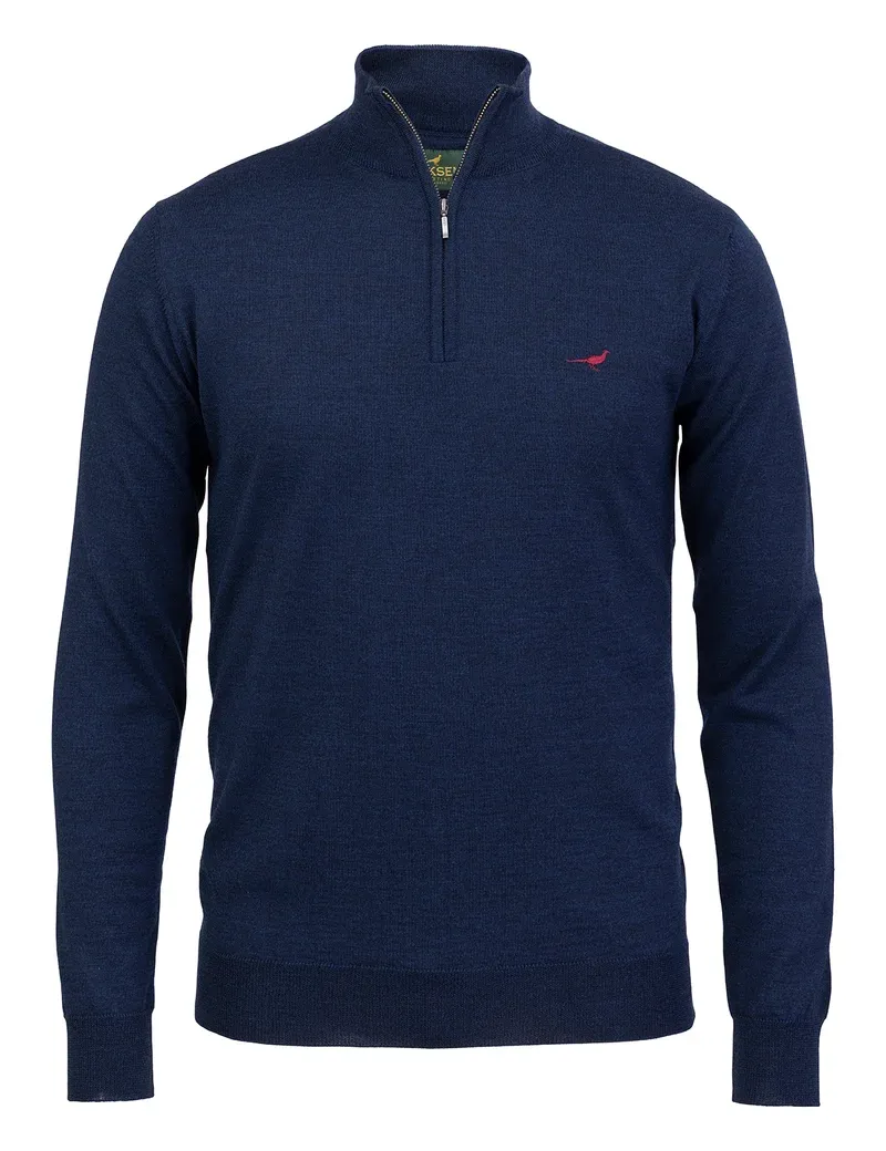 Laksen Norfolk Zip Neck Jumper - French Blue