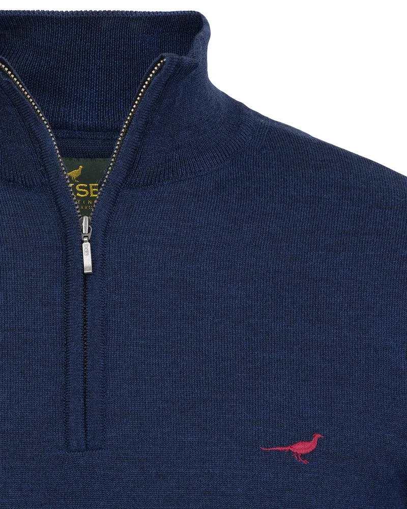 Laksen Norfolk Zip Neck Jumper - French Blue-1