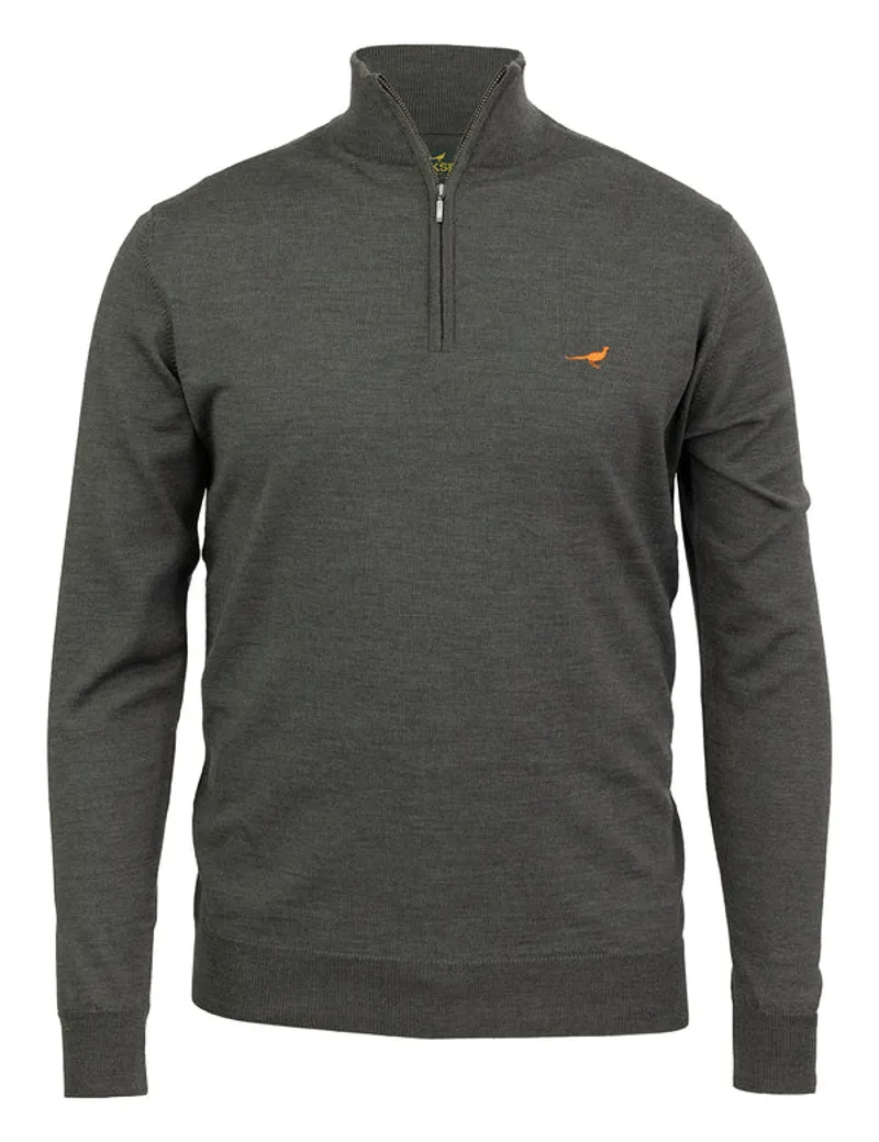 Laksen Norfolk Zip Neck Jumper - Loden Green