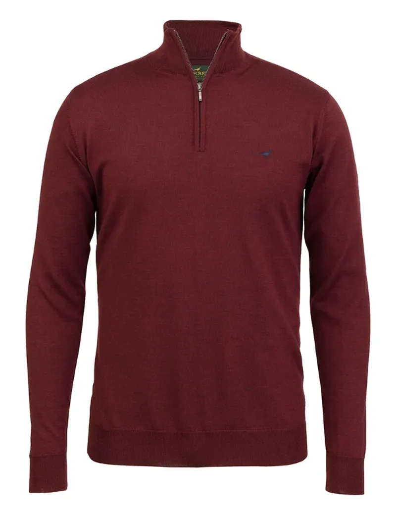 Laksen Norfolk Zip Neck Jumper -  Vintage Port