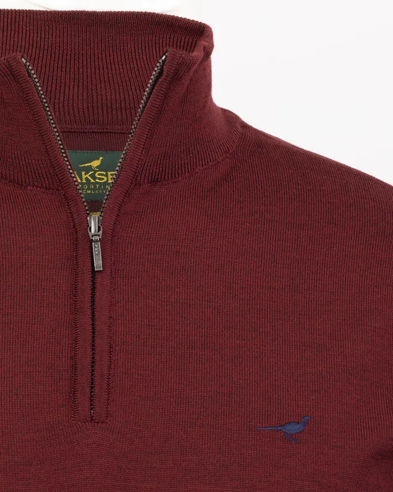 Laksen Norfolk Zip Neck Jumper -  Vintage Port-1