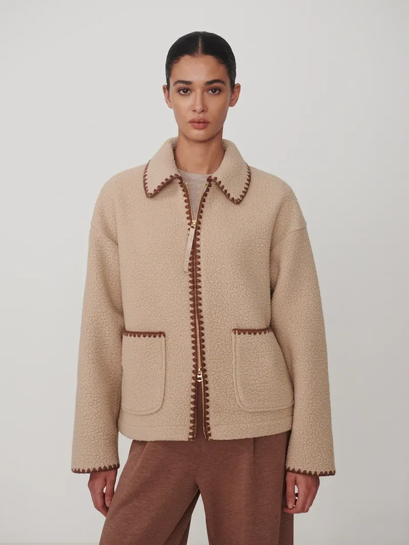Varley Ruiko Zip-Through Fleece - Light Taupe