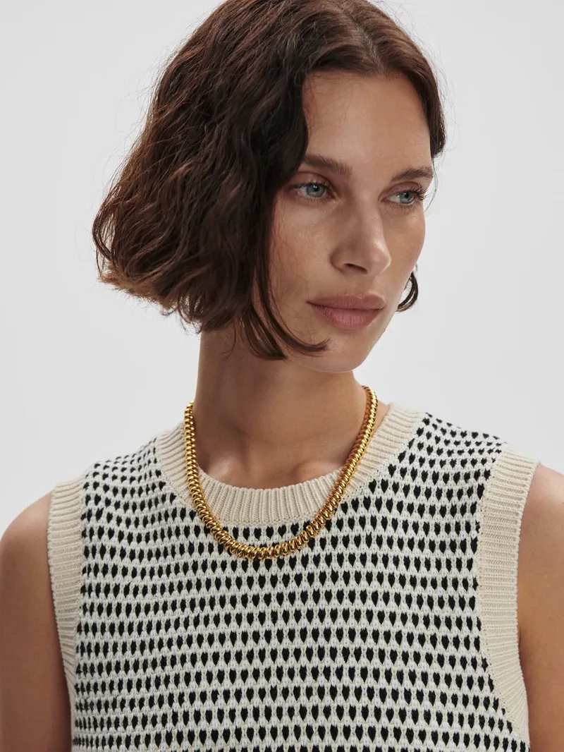 Varley Knowles Textured Knit Vest - Birch Multi Stitch-2