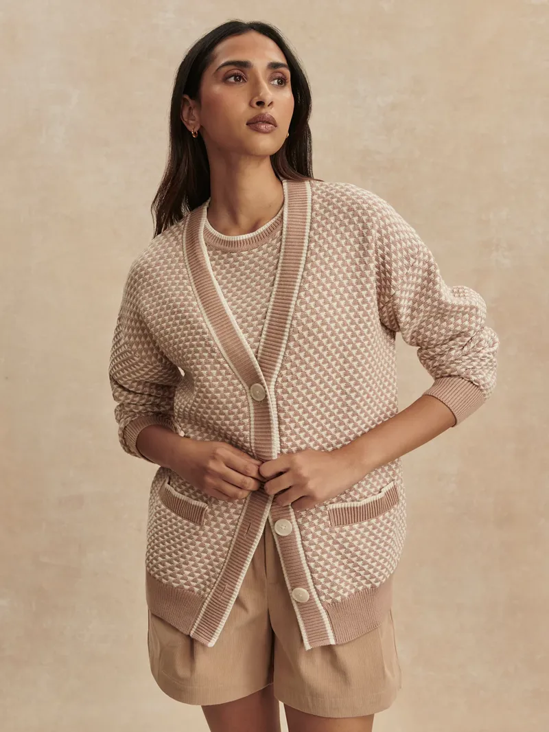 Varley Tarran Stitch Knit Cardigan - Light Taupe